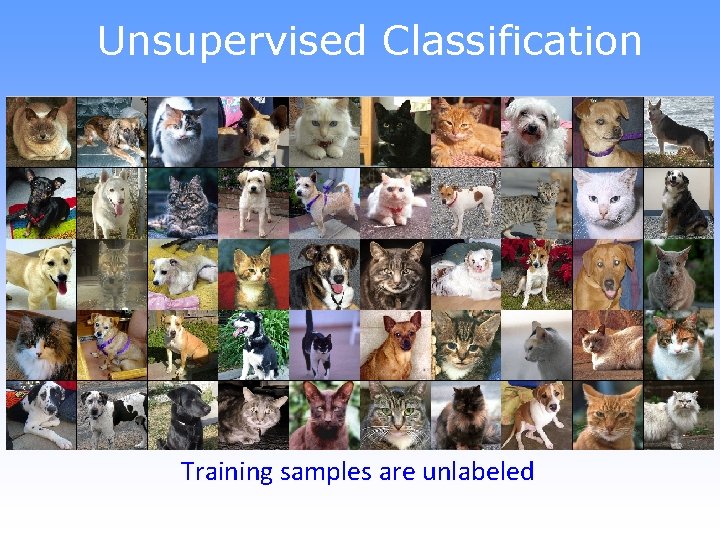 Unsupervised Classification Training samples are unlabeled 