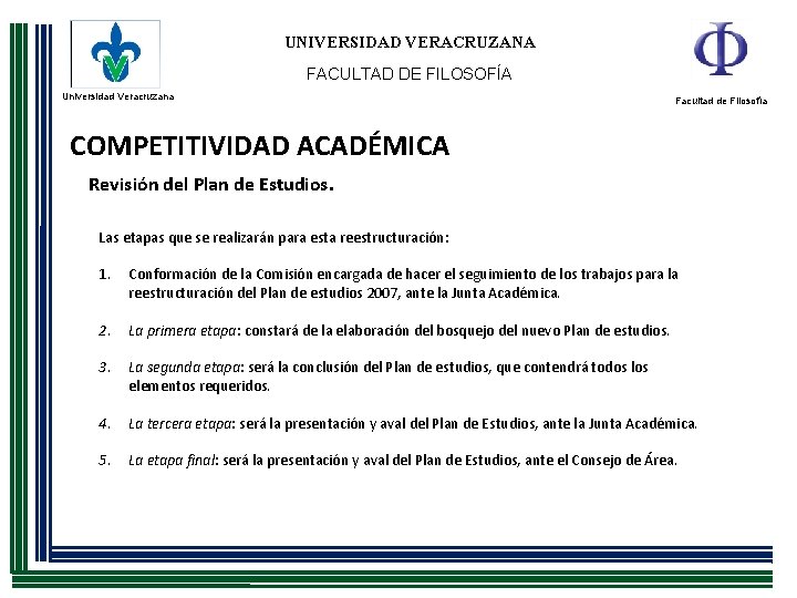 UNIVERSIDAD VERACRUZANA FACULTAD DE FILOSOFÍA Universidad Veracruzana Facultad de Filosofía COMPETITIVIDAD ACADÉMICA Revisión del