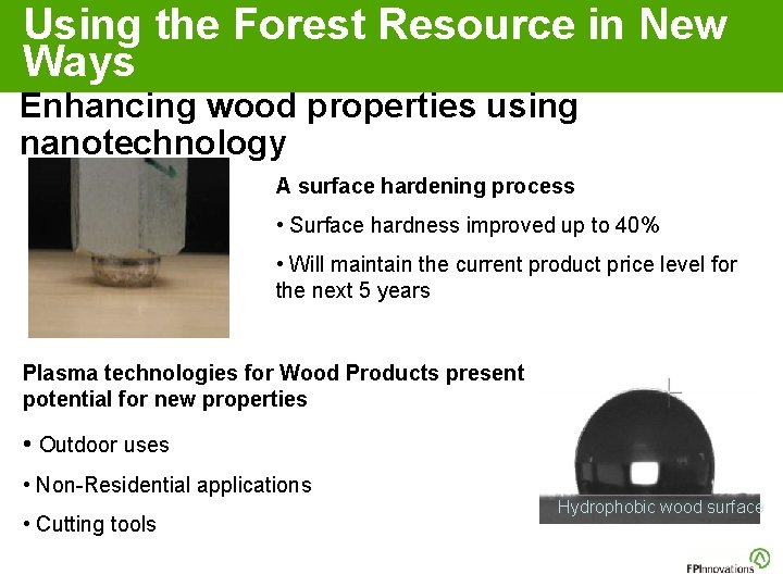 Using the Forest Resource in New Ways Enhancing wood properties using nanotechnology A surface Using the Forest Resource in New Ways Enhancing wood properties using nanotechnology A surface
