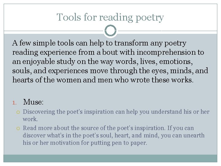 Tools for reading poetry A few simple tools can help to transform any poetry