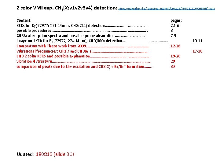 2 color VMI exp. CH 3(X; v 1 v 2 v 3 v 4)