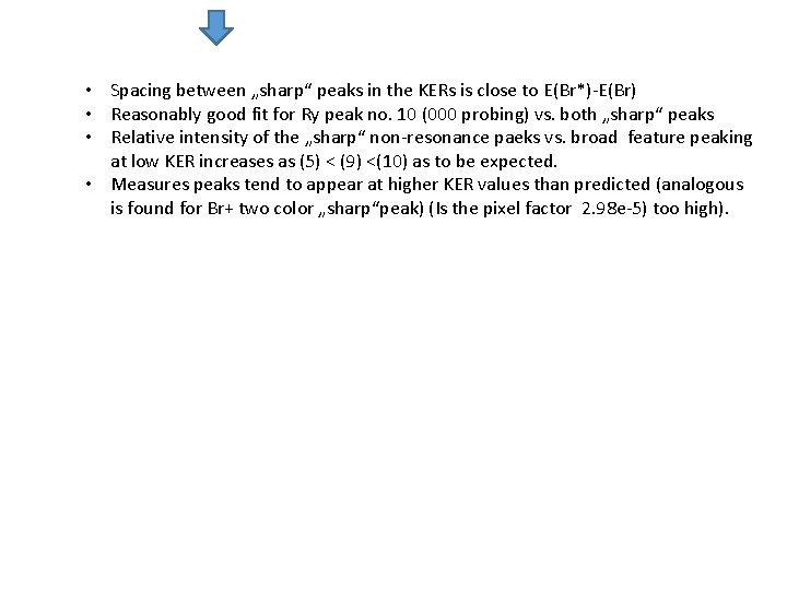  • Spacing between „sharp“ peaks in the KERs is close to E(Br*)-E(Br) •