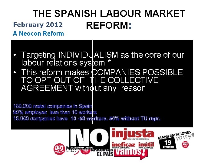 THE SPANISH LABOUR MARKET February 2012 REFORM: A Neocon Reform • Targeting INDIVIDUALISM as