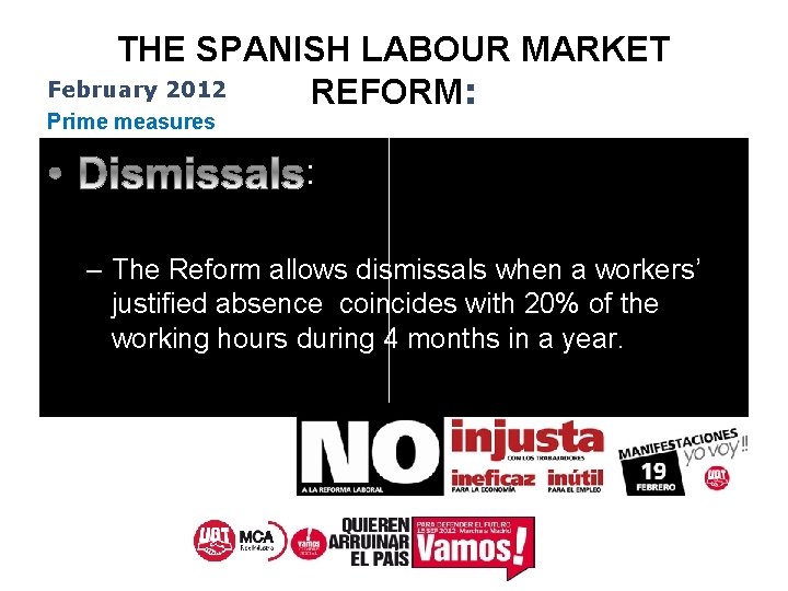 THE SPANISH LABOUR MARKET February 2012 REFORM: Prime measures : – The Reform allows