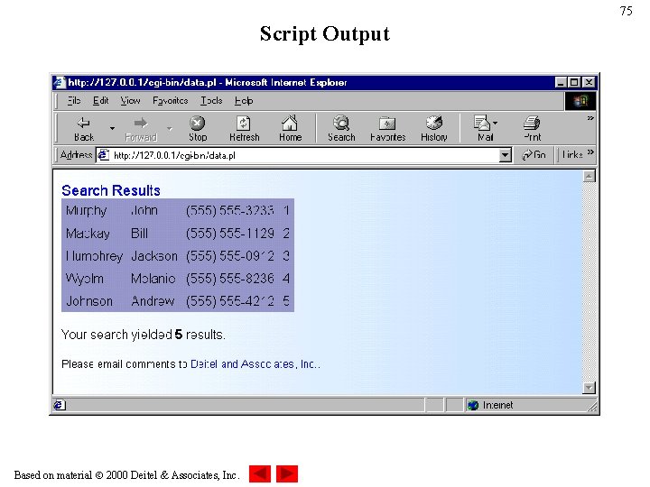 75 Script Output Based on material 2000 Deitel & Associates, Inc. 75 Script Output Based on material 2000 Deitel & Associates, Inc.