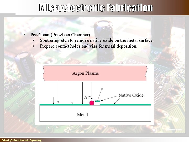  • Pre-Clean (Pre-clean Chamber) • Sputtering etch to remove native oxide on the