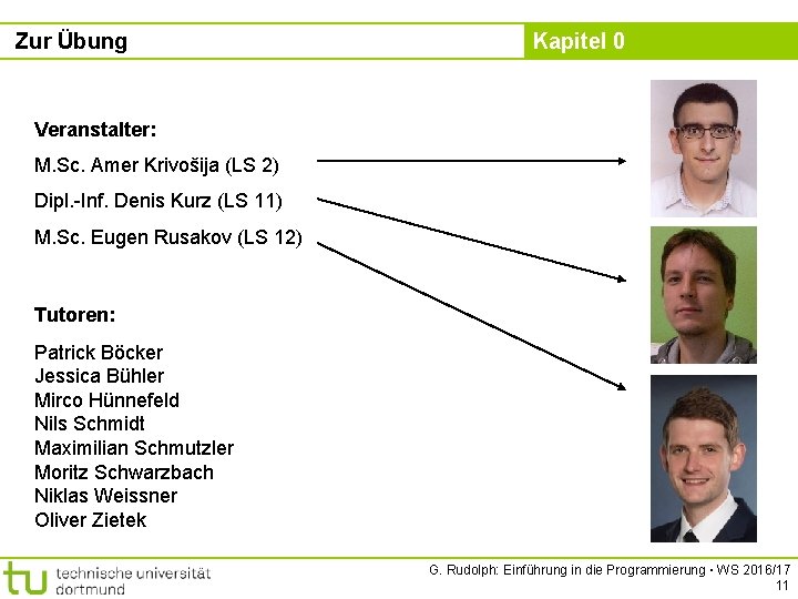 Zur Übung Kapitel 0 Veranstalter: M. Sc. Amer Krivošija (LS 2) Dipl. -Inf. Denis