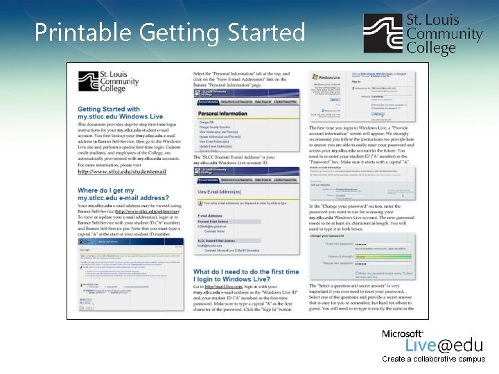 Printable Getting Started Create a collaborative campus Printable Getting Started Create a collaborative campus