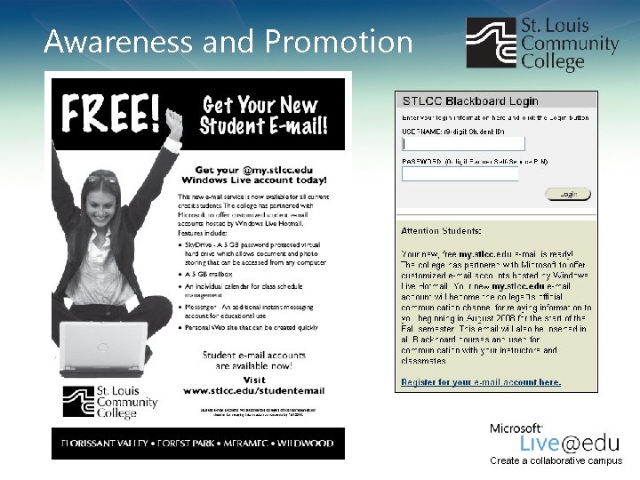 Awareness and Promotion Create a collaborative campus Awareness and Promotion Create a collaborative campus