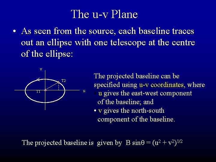 The u-v Plane • As seen from the source, each baseline traces out an