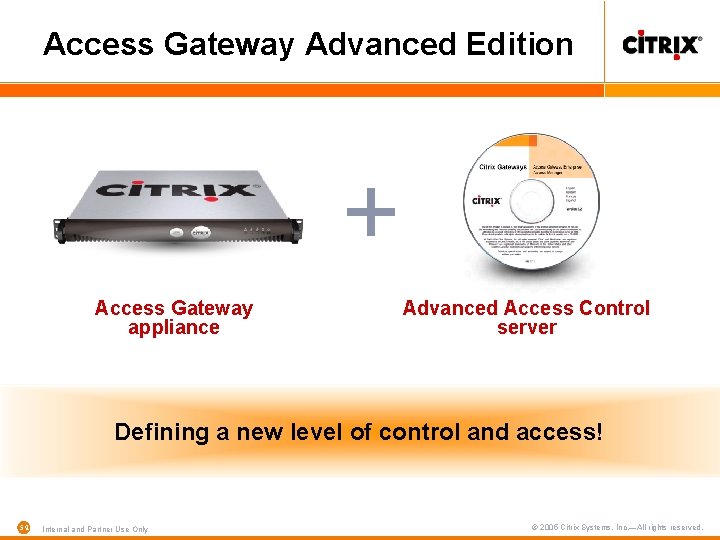 Access Gateway Advanced Edition + Access Gateway appliance Advanced Access Control server Defining a