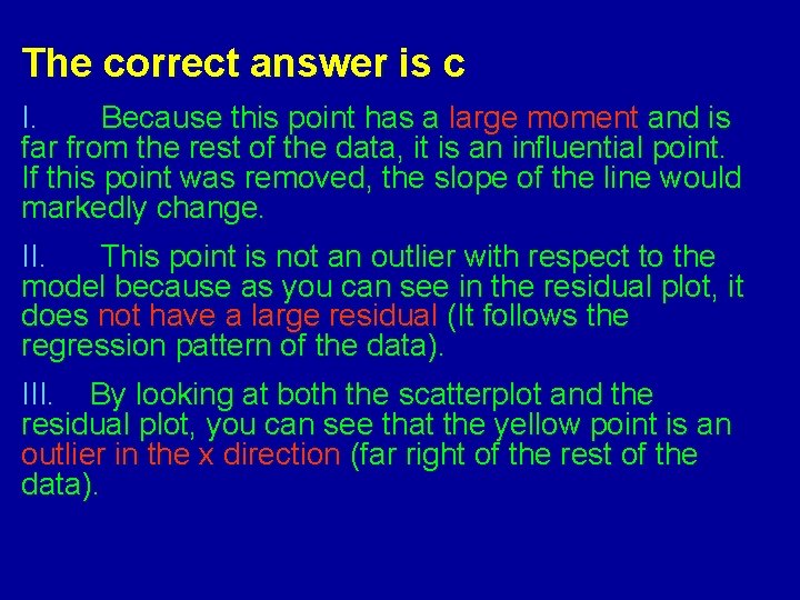 The correct answer is c I. Because this point has a large moment and The correct answer is c I. Because this point has a large moment and