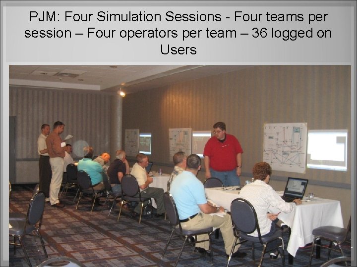 PJM: Four Simulation Sessions - Four teams per session – Four operators per team PJM: Four Simulation Sessions - Four teams per session – Four operators per team