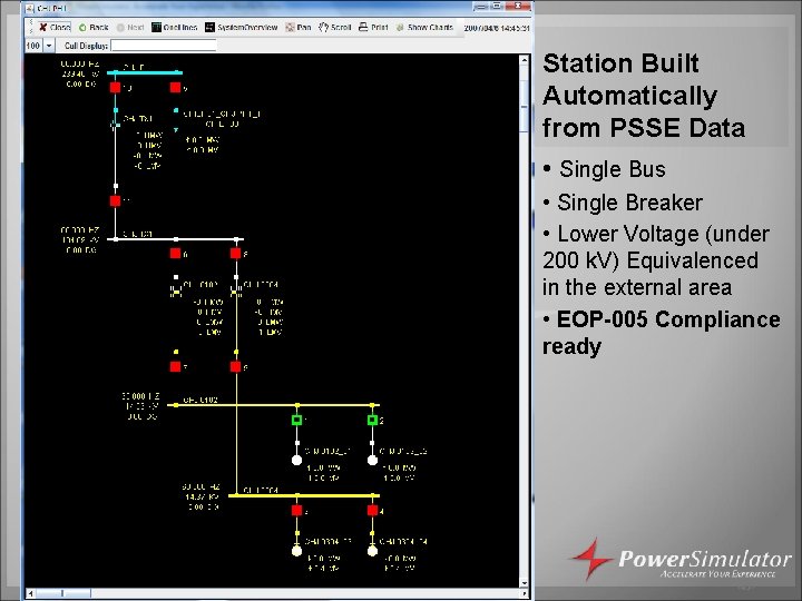 Station Built Automatically from PSSE Data • Single Bus • Single Breaker • Lower Station Built Automatically from PSSE Data • Single Bus • Single Breaker • Lower