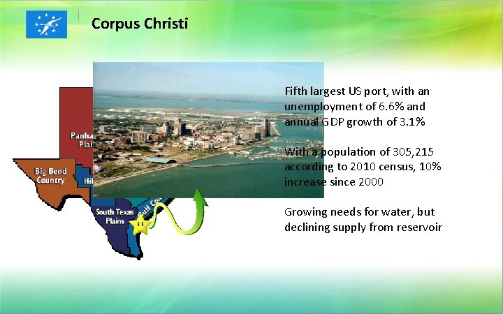 Corpus Christi Fifth largest US port, with an unemployment of 6. 6% and annual