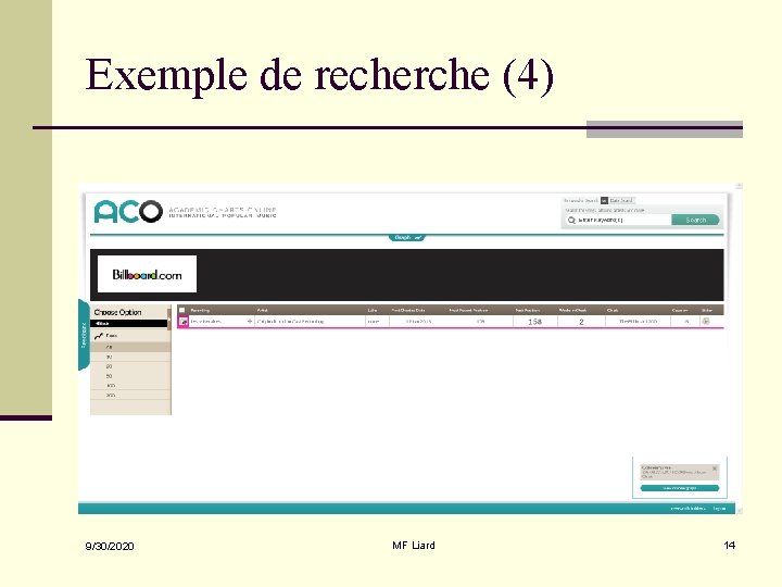 Exemple de recherche (4) 9/30/2020 MF Liard 14 