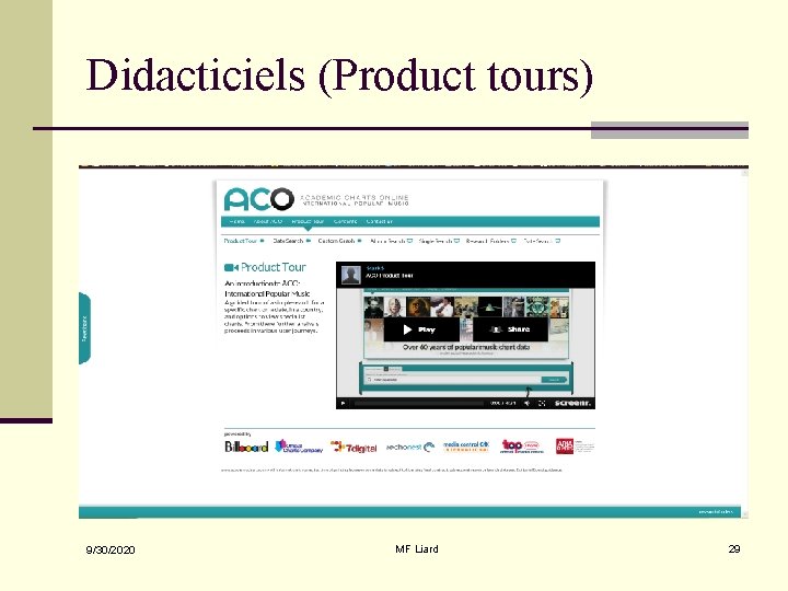 Didacticiels (Product tours) 9/30/2020 MF Liard 29 