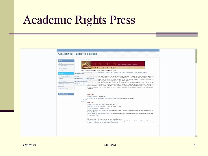 Academic Rights Press 9/30/2020 MF Liard 4 