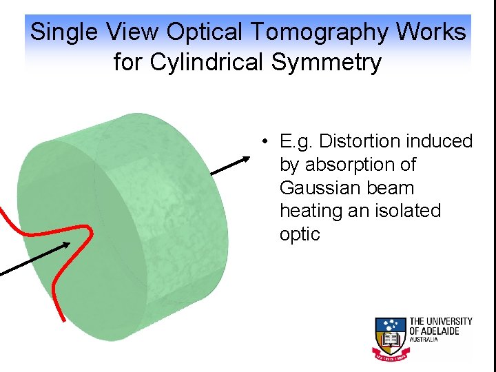 Single View Optical Tomography Works for Cylindrical Symmetry • E. g. Distortion induced by