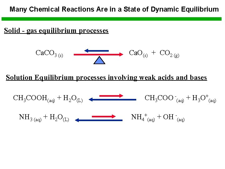 Many Chemical Reactions Are in a State of Dynamic Equilibrium Solid - gas equilibrium