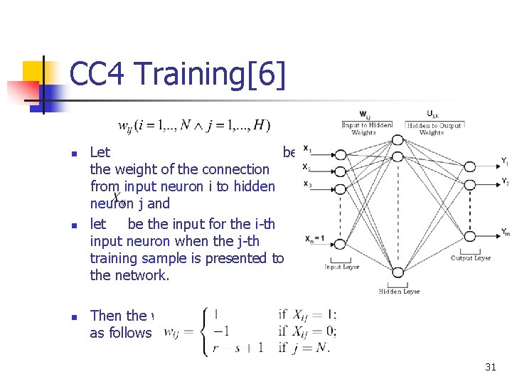 CC 4 Training[6] n n n Let be the weight of the connection from