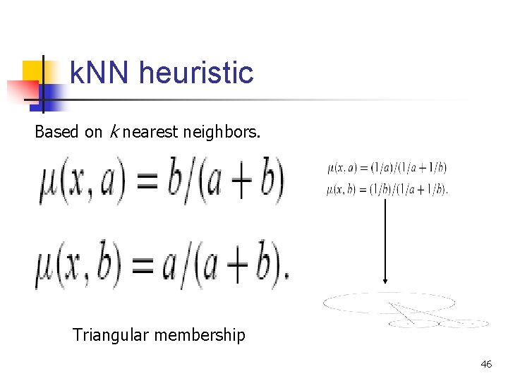 k. NN heuristic Based on k nearest neighbors. Triangular membership 46 
