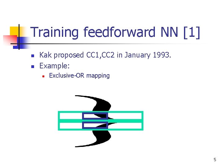Training feedforward NN [1] n n Kak proposed CC 1, CC 2 in January