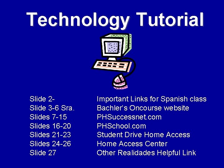 Technology Tutorial Slide 2 Slide 3 -6 Sra. Slides 7 -15 Slides 16 -20