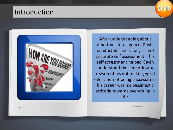 Introduction After understanding about emotional intelligence, Gavin conducted a self-analysis and accurate self assessment.