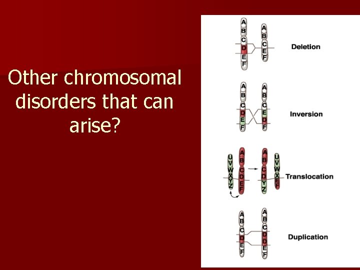 Other chromosomal disorders that can arise? 