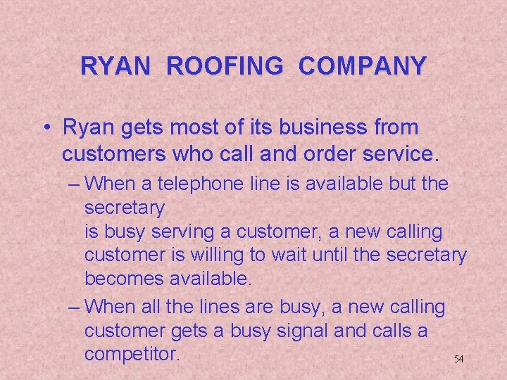 RYAN ROOFING COMPANY • Ryan gets most of its business from customers who call