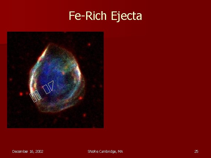 Fe-Rich Ejecta December 16, 2002 SNo. Re Cambridge, MA 25 