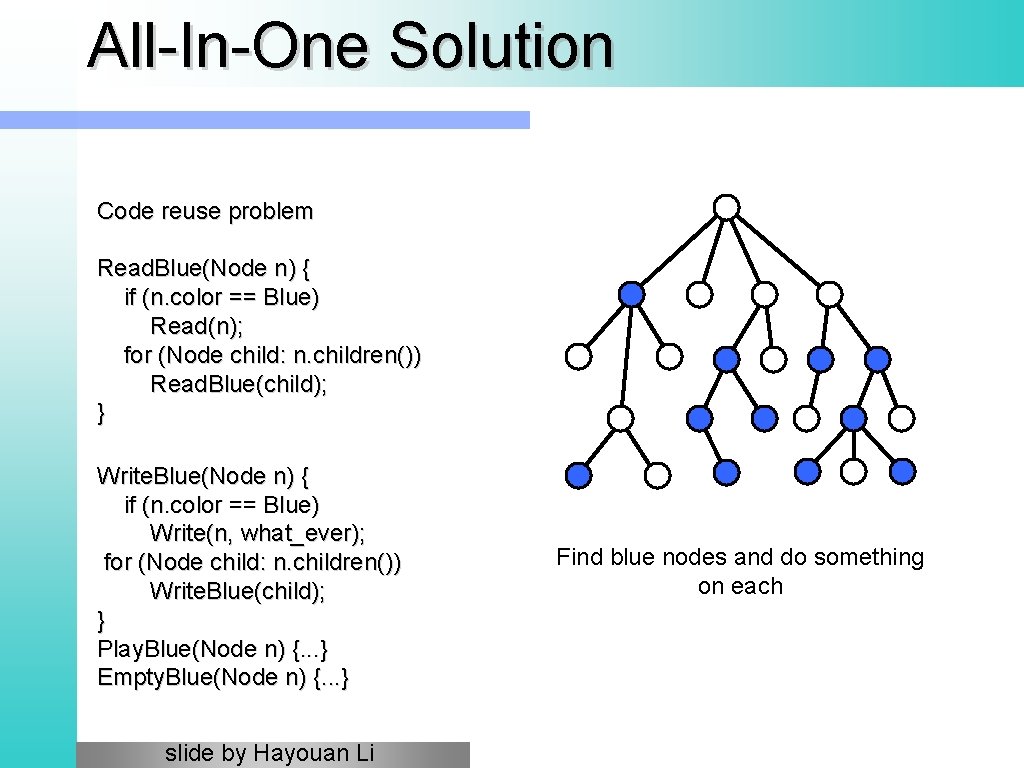 All-In-One Solution Code reuse problem Read. Blue(Node n) { if (n. color == Blue) All-In-One Solution Code reuse problem Read. Blue(Node n) { if (n. color == Blue)