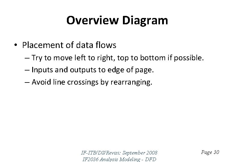 Overview Diagram • Placement of data flows – Try to move left to right,