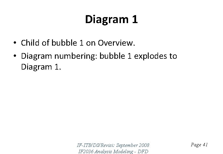 Diagram 1 • Child of bubble 1 on Overview. • Diagram numbering: bubble 1