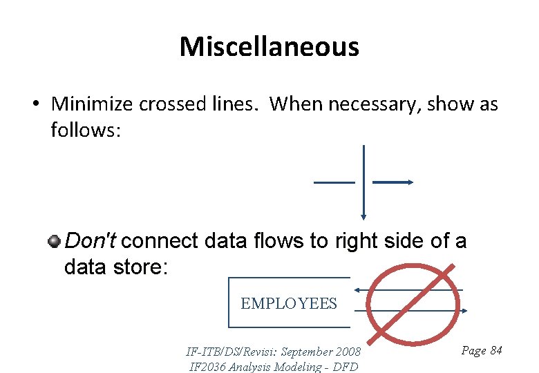 Miscellaneous • Minimize crossed lines. When necessary, show as follows: Don't connect data flows