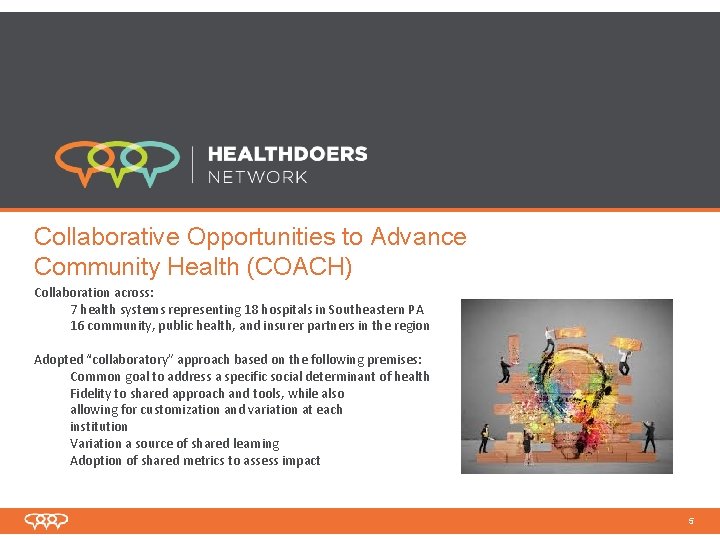 Collaborative Opportunities to Advance Community Health (COACH) Collaboration across: 7 health systems representing 18