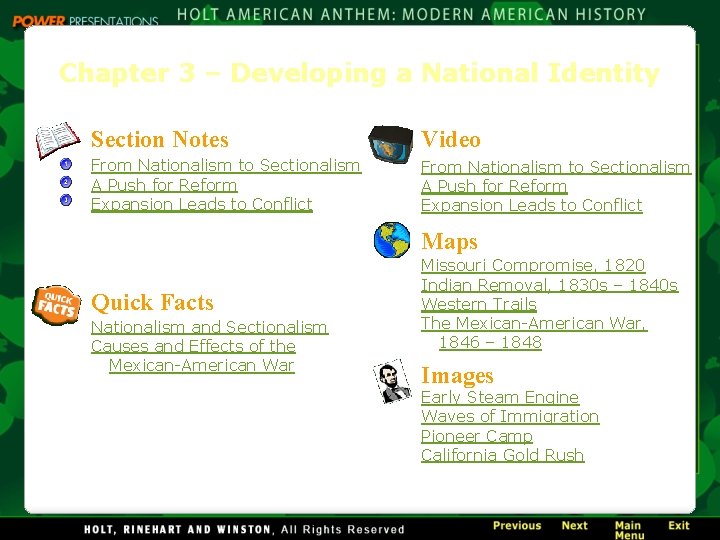 Chapter 3 Developing a National Identity Section Notes