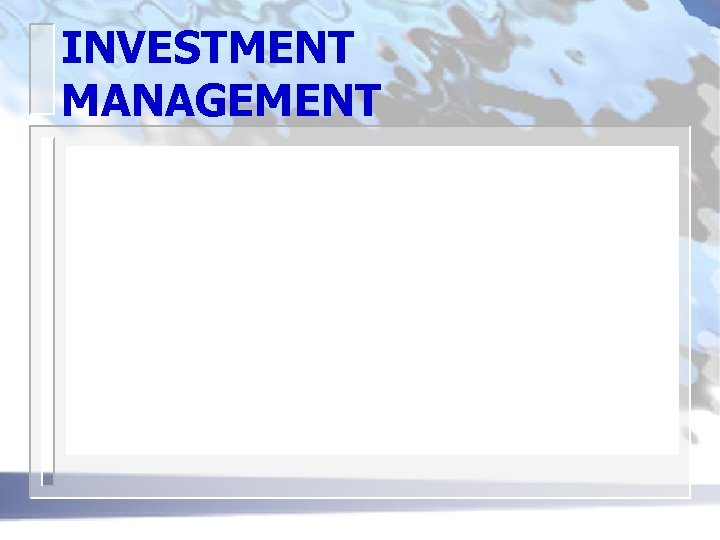 INVESTMENT MANAGEMENT 