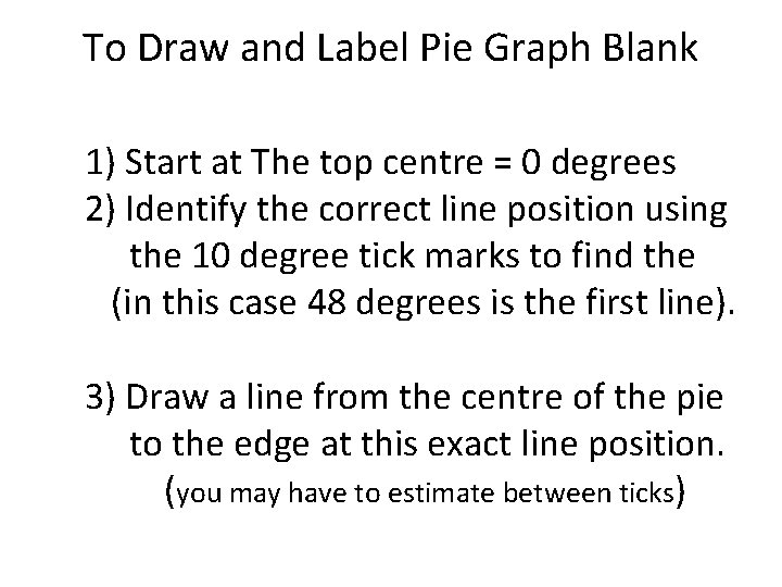 To Draw and Label Pie Graph Blank 1) Start at The top centre =