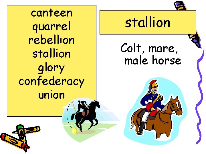 canteen quarrel rebellion stallion glory confederacy union stallion Colt, mare, male horse 