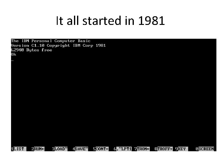 It all started in 1981 
