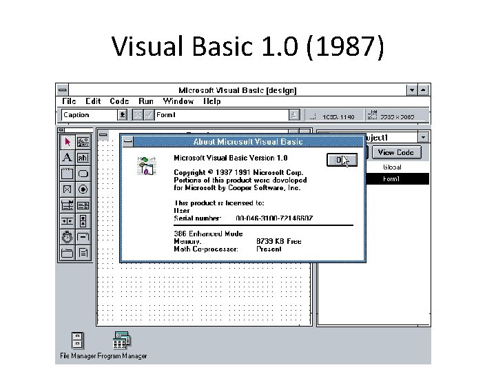Visual Basic 1. 0 (1987) 