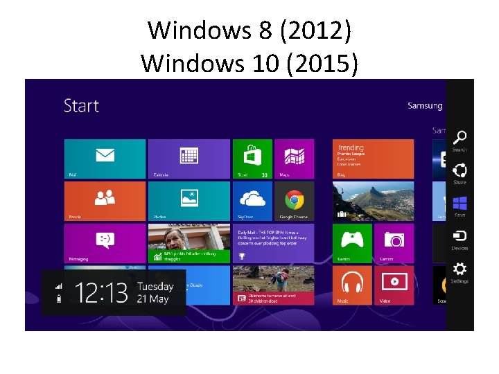 Windows 8 (2012) Windows 10 (2015) 