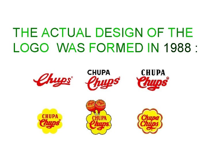 THE ACTUAL DESIGN OF THE LOGO WAS FORMED IN 1988 : 