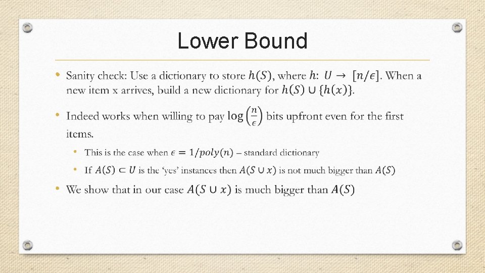 Lower Bound • 