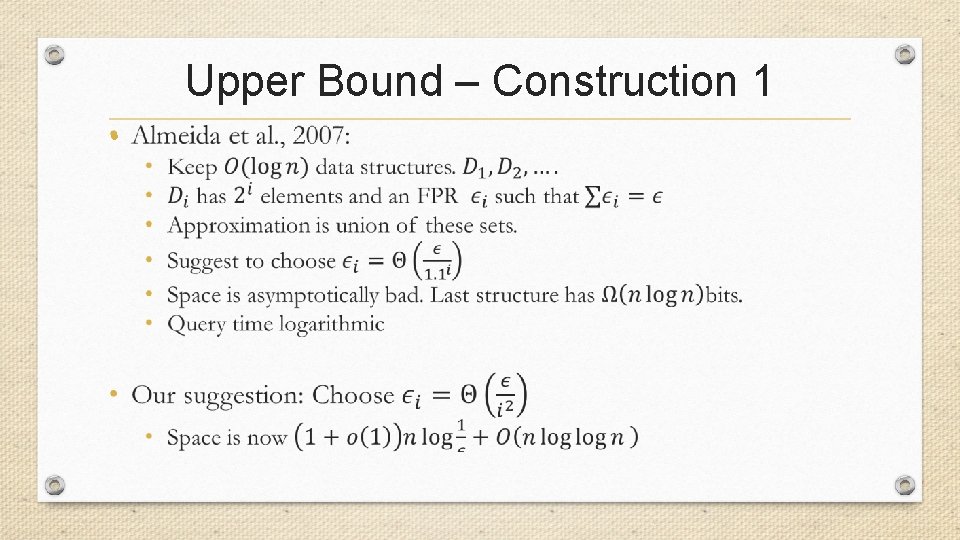 Upper Bound – Construction 1 • 