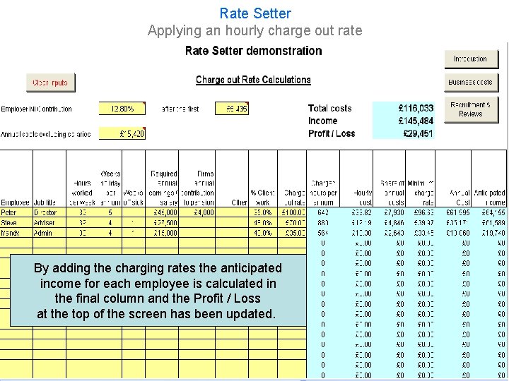 Rate Setter Applying an hourly charge out rate By adding the charging rates the