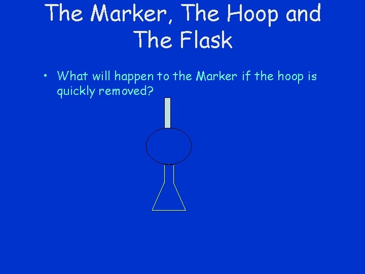 The Marker, The Hoop and The Flask • What will happen to the Marker
