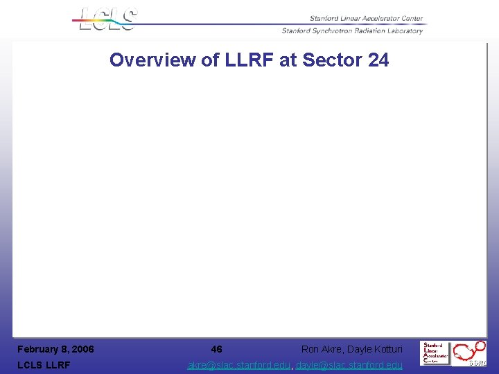 Overview of LLRF at Sector 24 February 8, 2006 LCLS LLRF 46 Ron Akre,